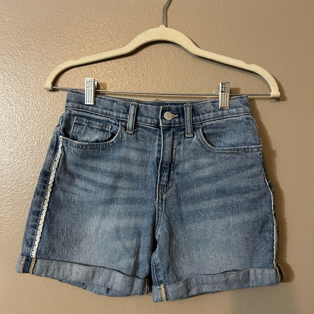 H&M Kids Blue Denim Shorts with Lace Trim